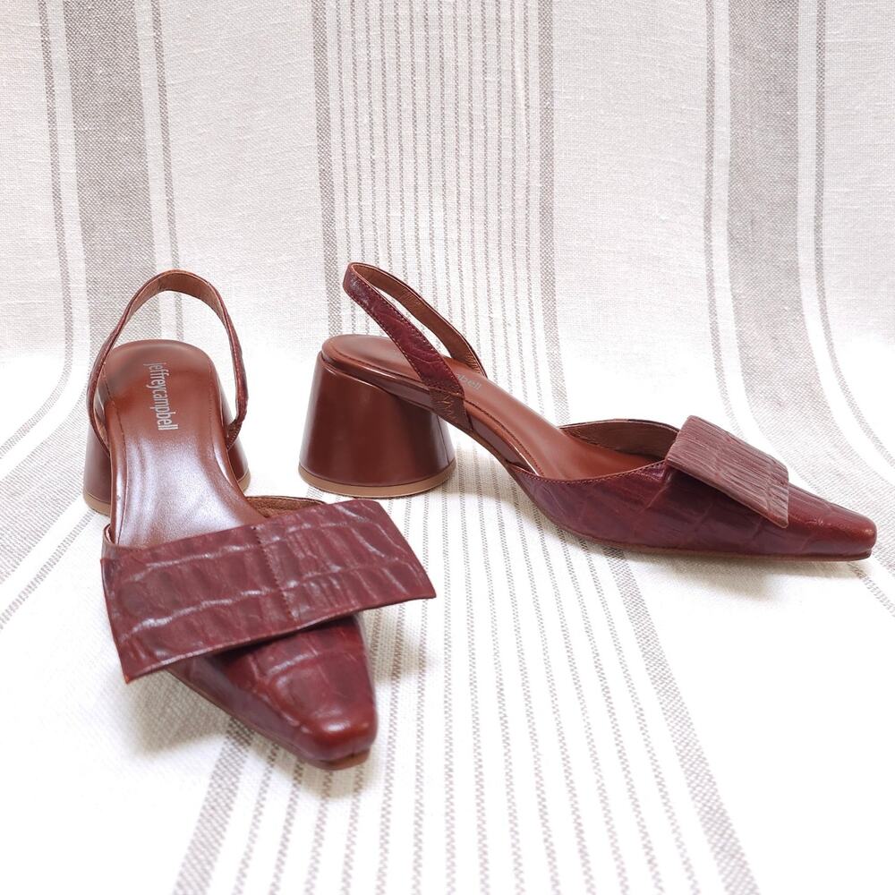 Jeffrey Campbell Brown and Gold Slingback Heels